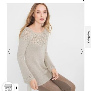 White House Black Market Sequin Chain Sweater Holiday Shimmer Tunic Whimsical XS